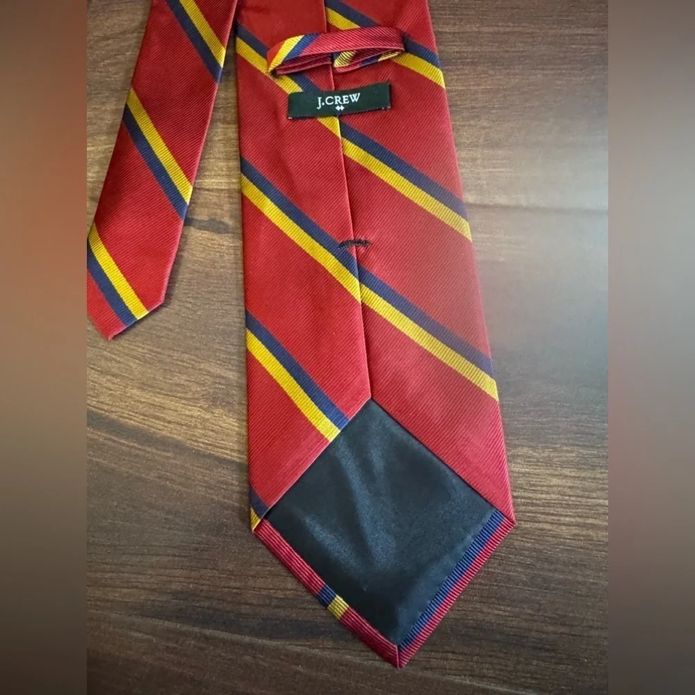 J. CREW Factory Silk Red and Yellow Striped Necktie